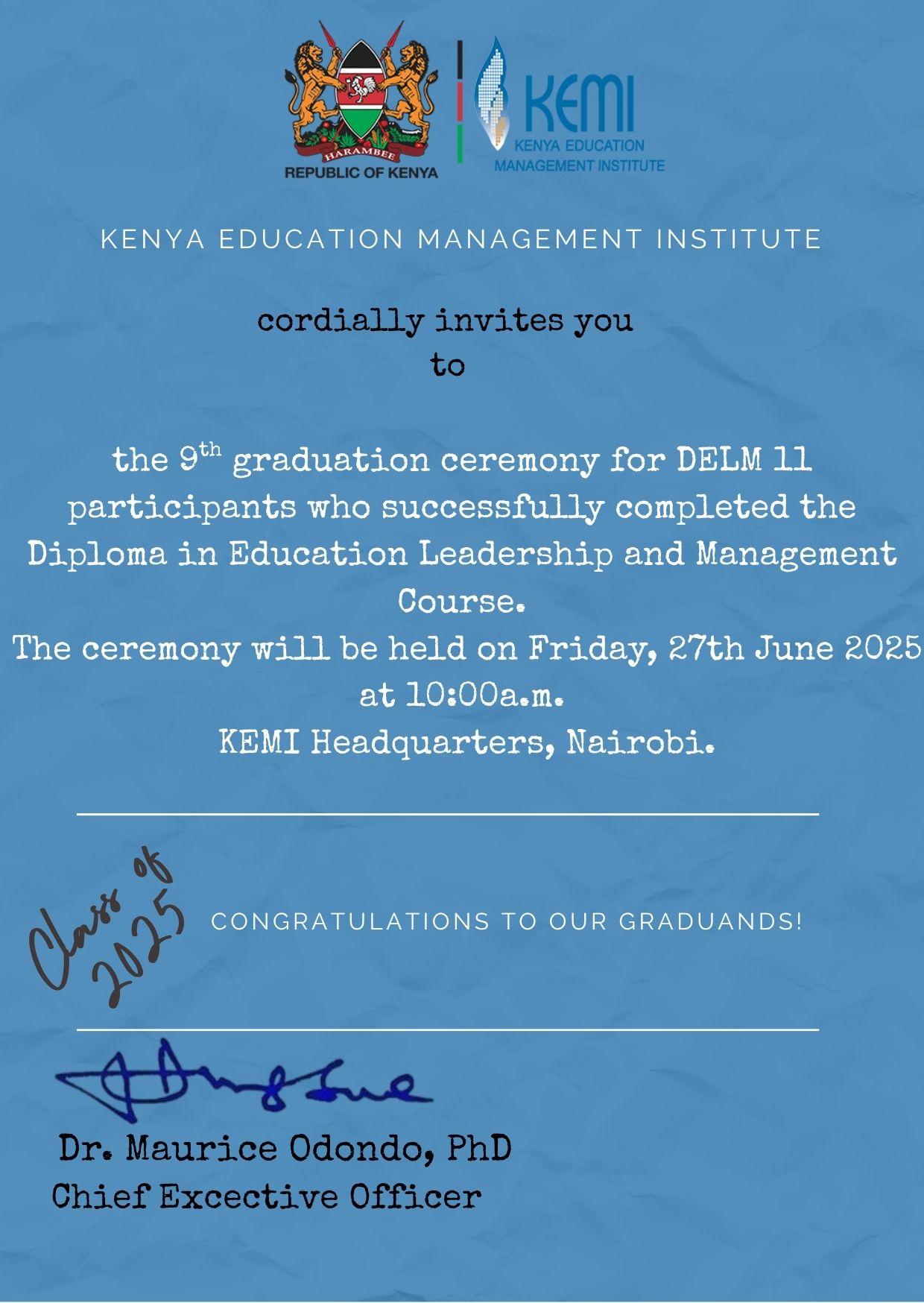 DELM 11 GRADUATION ANNOUNCEMENT